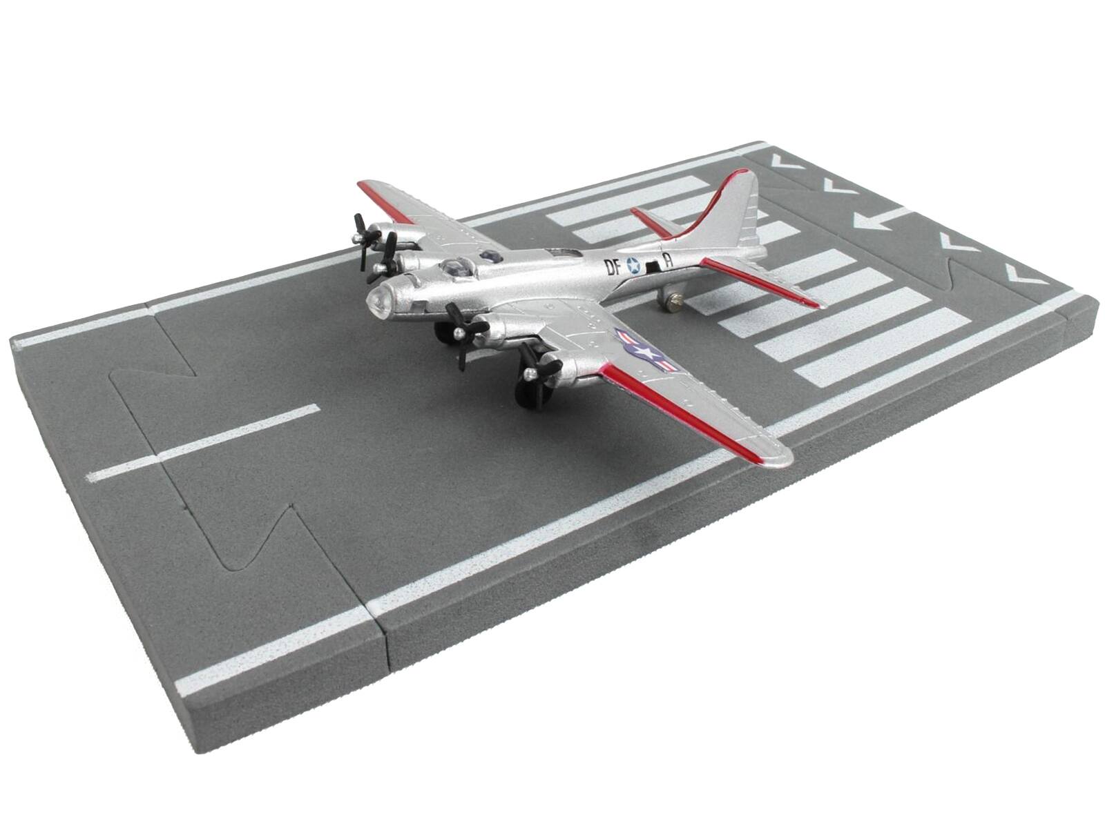 Angle. Runway24 - Boeing B-17 Flying Fortress Bomber Aircraft Silver Metallic United States Army Air Force with Runway Section &  Airplane - Silver Metallic.