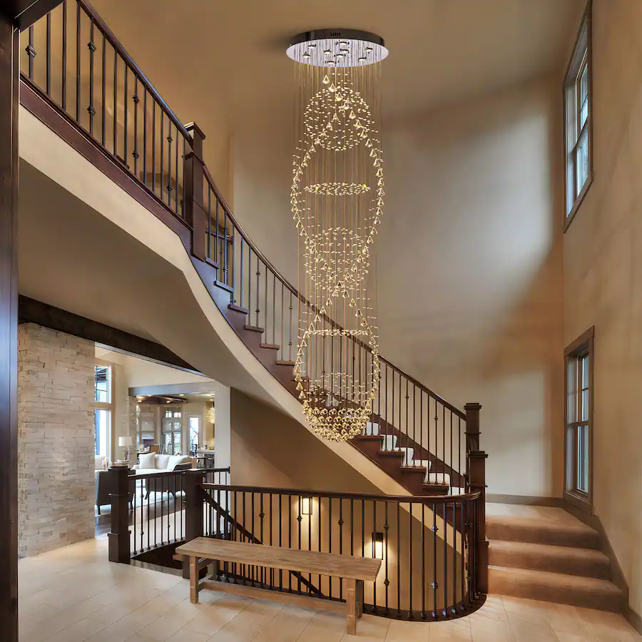 Siljoy 98.4" Modern Spiral Gold K9 Crystal Chandelier, Luxury Pendant ...