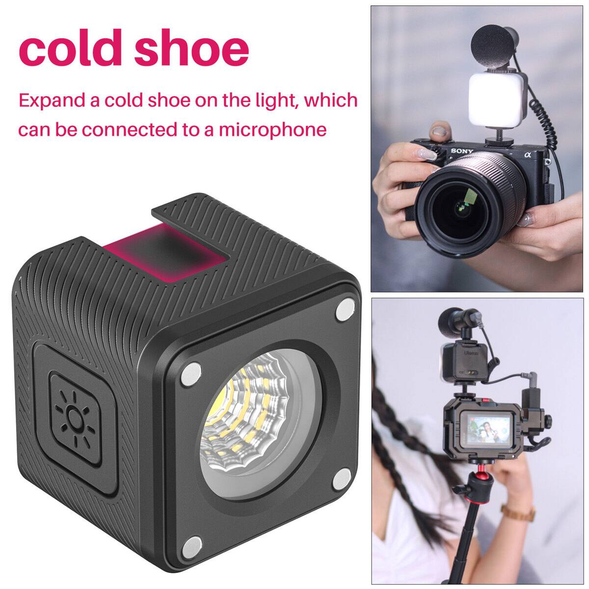 cold shoe

Expand a cold shoe on the light, which can be connected to a microphone