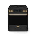 30 in. Wide 5 Elements Gordon Ramsay Series by Thor Kitchen 4.55 Cu. Ft Freestanding Electric Range with Bronze Hardware - Black