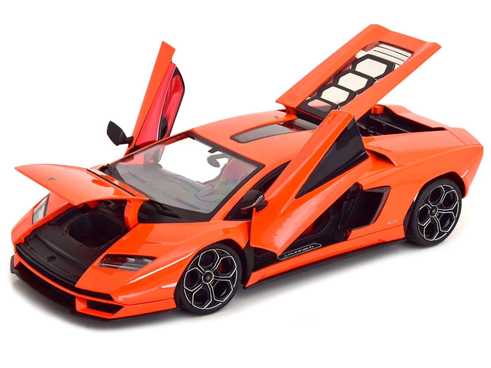 Angle. Maisto - Lamborghini Countach LPI 800-4 Orange with Red Interior "Special Edition" 1/18 Diecast Model Car by Maisto - Orange With Red.