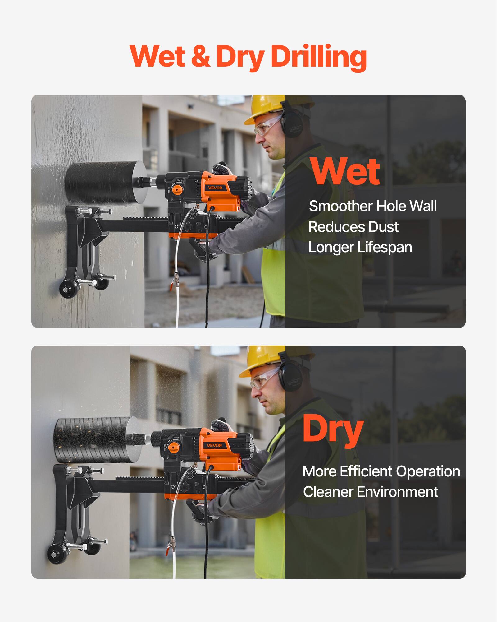 VEVOR Diamond Core Drilling Machine, 0.8 10 in Drilling Diameter, Stand ...