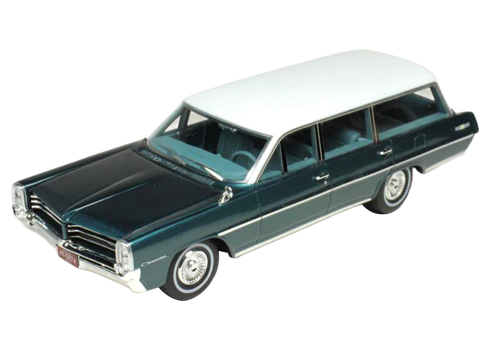 Alt View 1. Goldvarg Collection - 1964 Pontiac Safari Gulfstream Aqua Metallic w/ White Top and Blue Interior Limited Ed 1/43 Model by Goldvarg Collection.