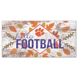 Fan Creations - Clemson Tigers 6'' x 12'' Hello Football Wall Art - White