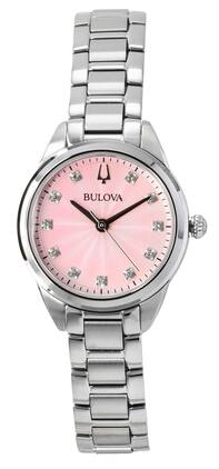 Bulova - Sutton Stainless Steel Diamond Accents Dial Quartz 96P249 Women's Watch - Pink