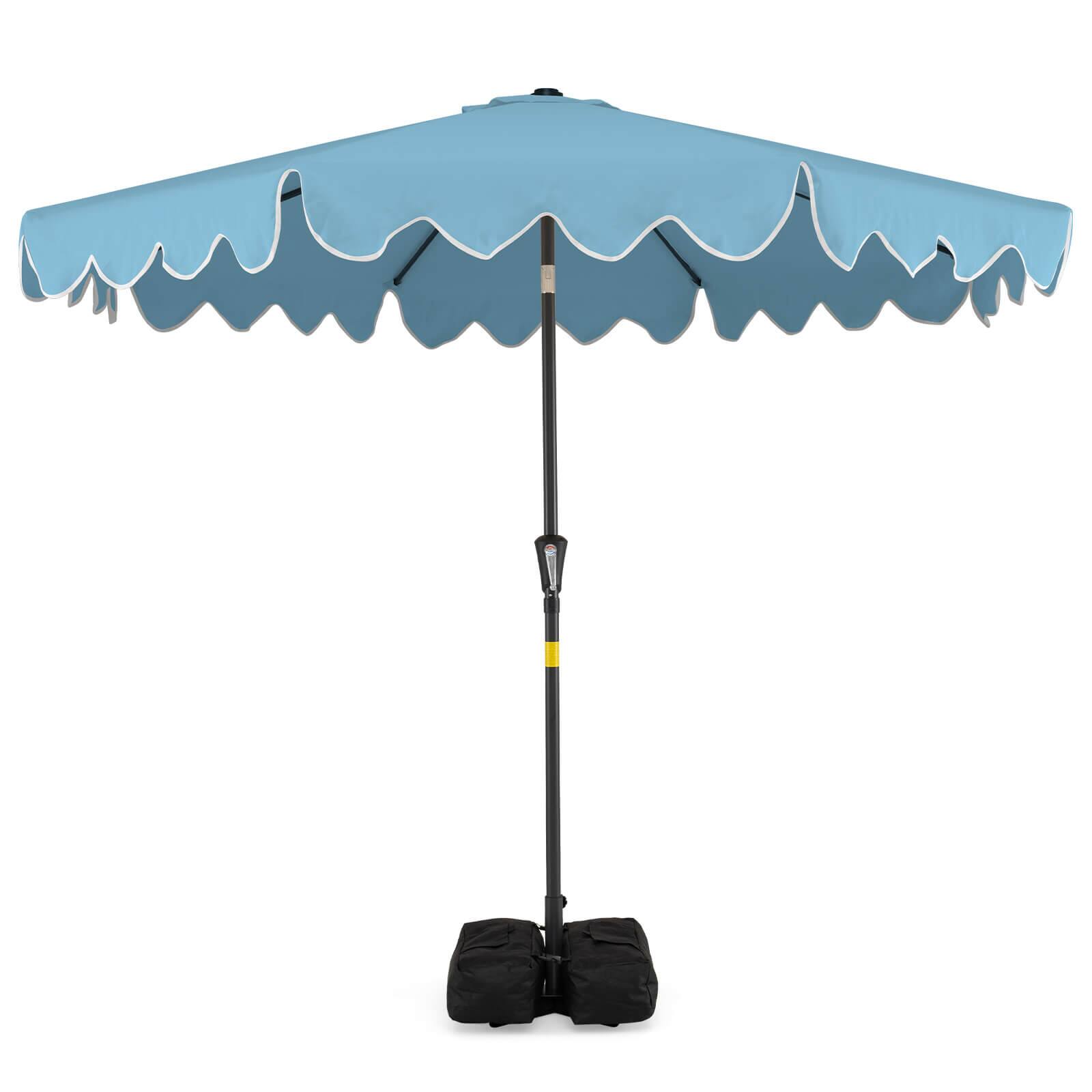 Costway - 9 FT Patio Umbrella with Weighted Base Sandbags Push Button Tilt Crank Sturdy Ribs - Turquoise price history on PriceWatchPro