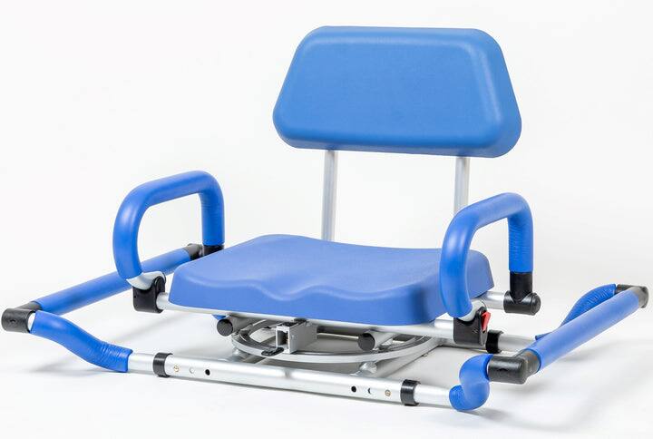 Alt View 1. iLIVING - ILG-628 Swivel Pivot Tub-Mounted Shower Chair with Padded Seat, Back & Arms, Adjustable Width for Bathtub Safety Support - Blue.