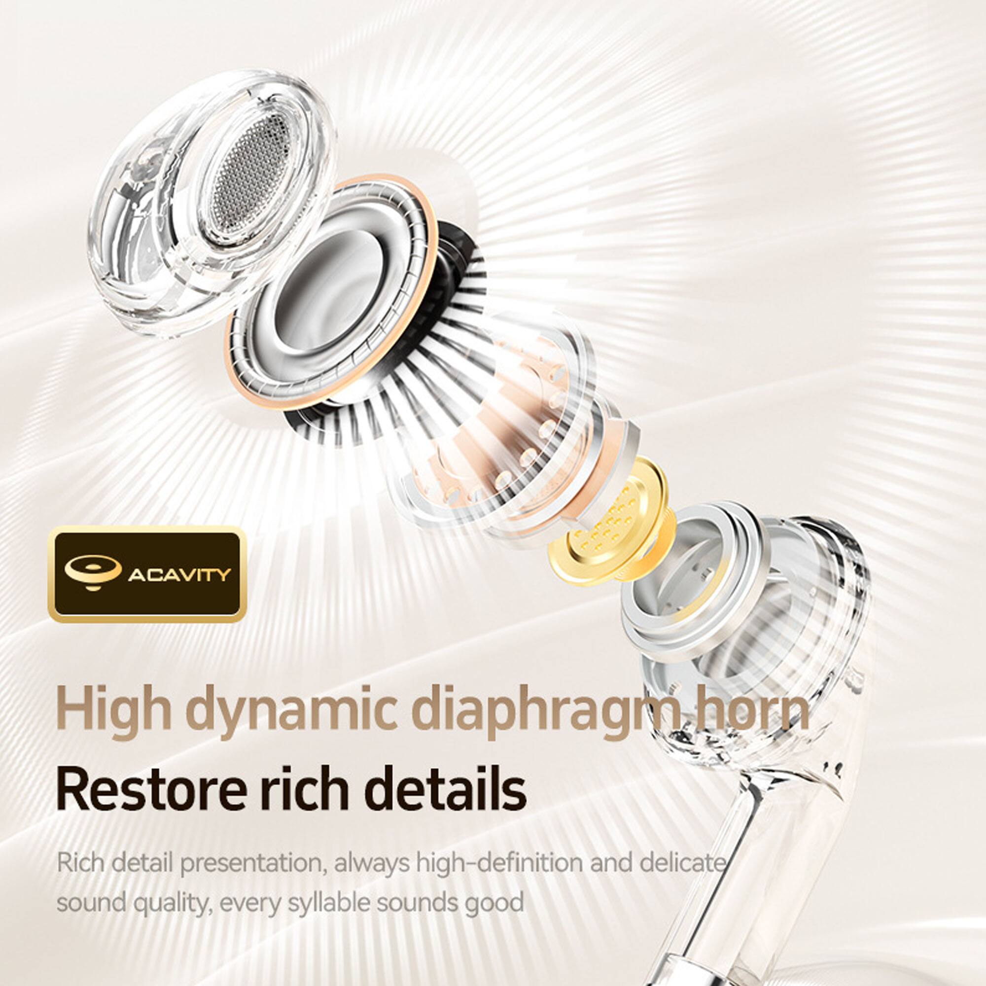 ACAVITY  
High dynamic diaphragm horn  
Restore rich details  

Rich detail presentation, always high-definition and delicate sound quality, every syllable sounds good