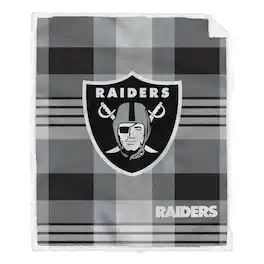 Pegasus - Las Vegas Raiders 60" x 70" Plaid Steel Royal Plush Sherpa Blanket - Multicolor
