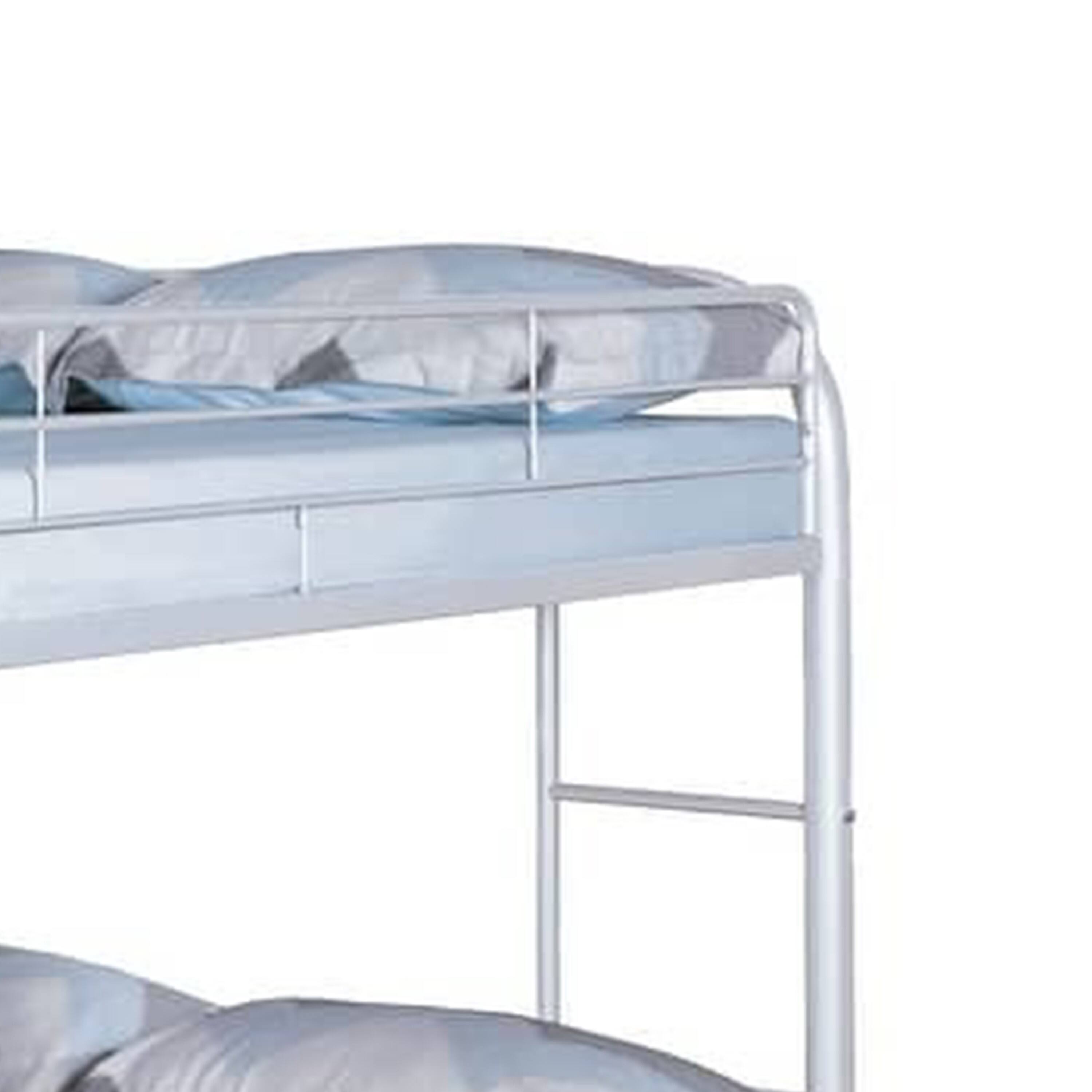 Alt View 2. Manhattan Lane - Fegy Full over Full Bunk Bed with Ladder and Rails, White Metal Frame - White.