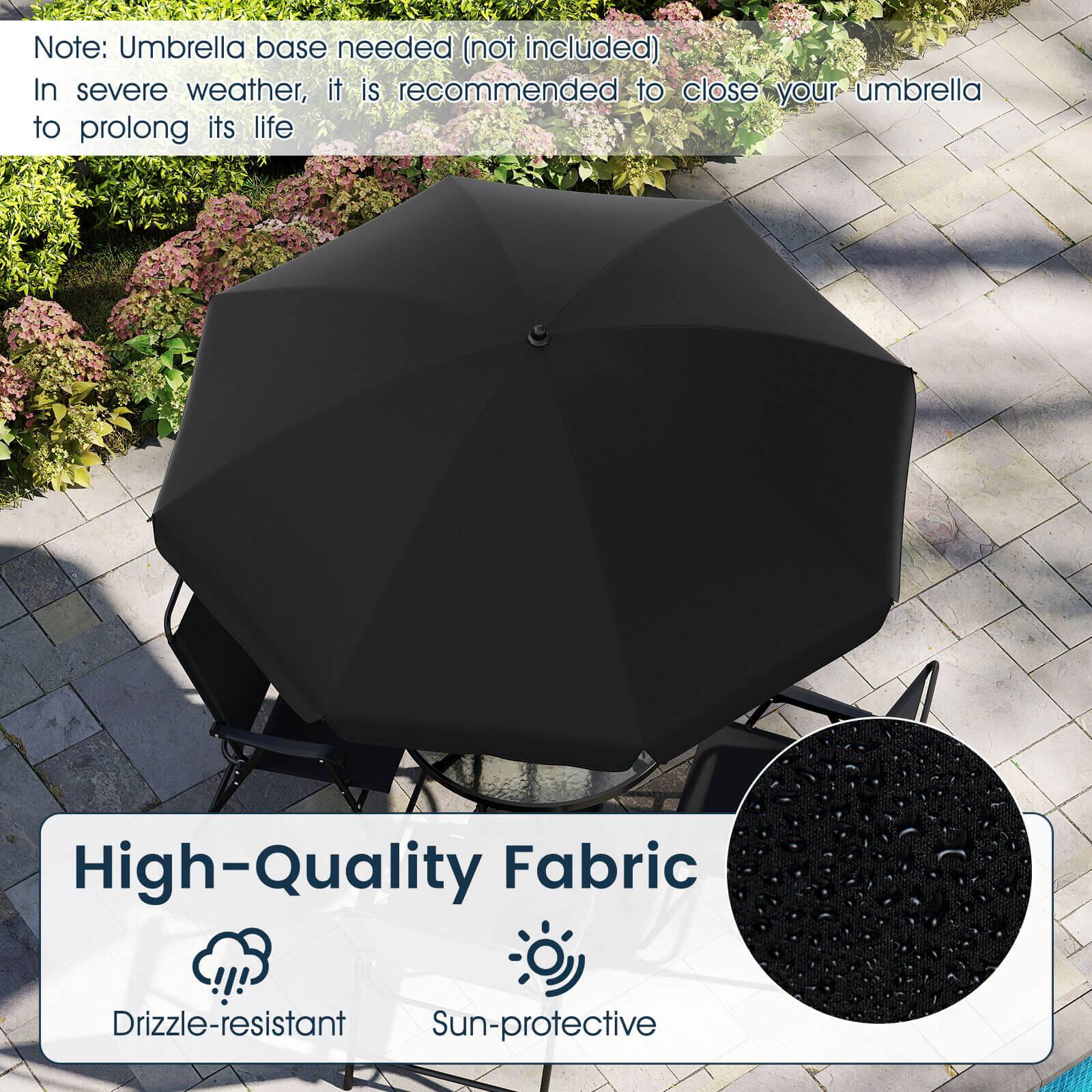 Note: Umbrella base needed (not included)  
In severe weather, it is recommended to close your umbrella to prolong its life  

High-Quality Fabric  
Drizzle-resistant  
Sun-protective
