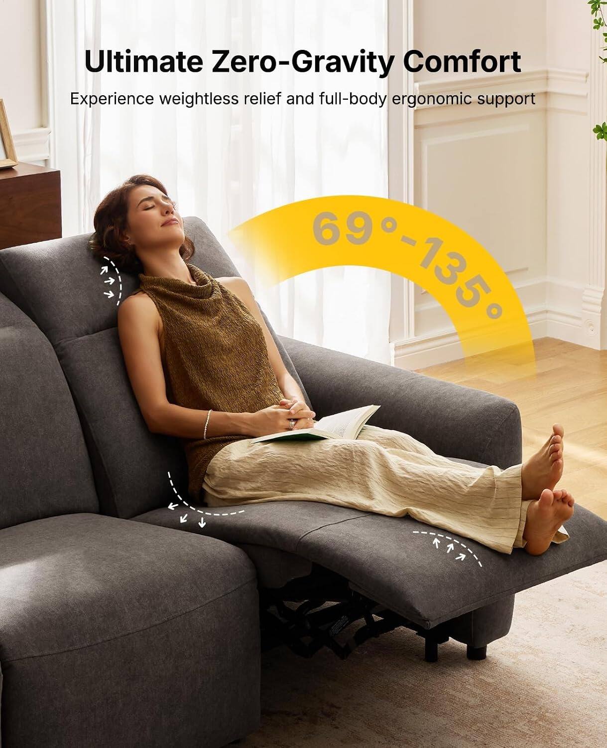 Ultimate Zero-Gravity Comfort  
Experience weightless relief and full-body ergonomic support  
69°-135°