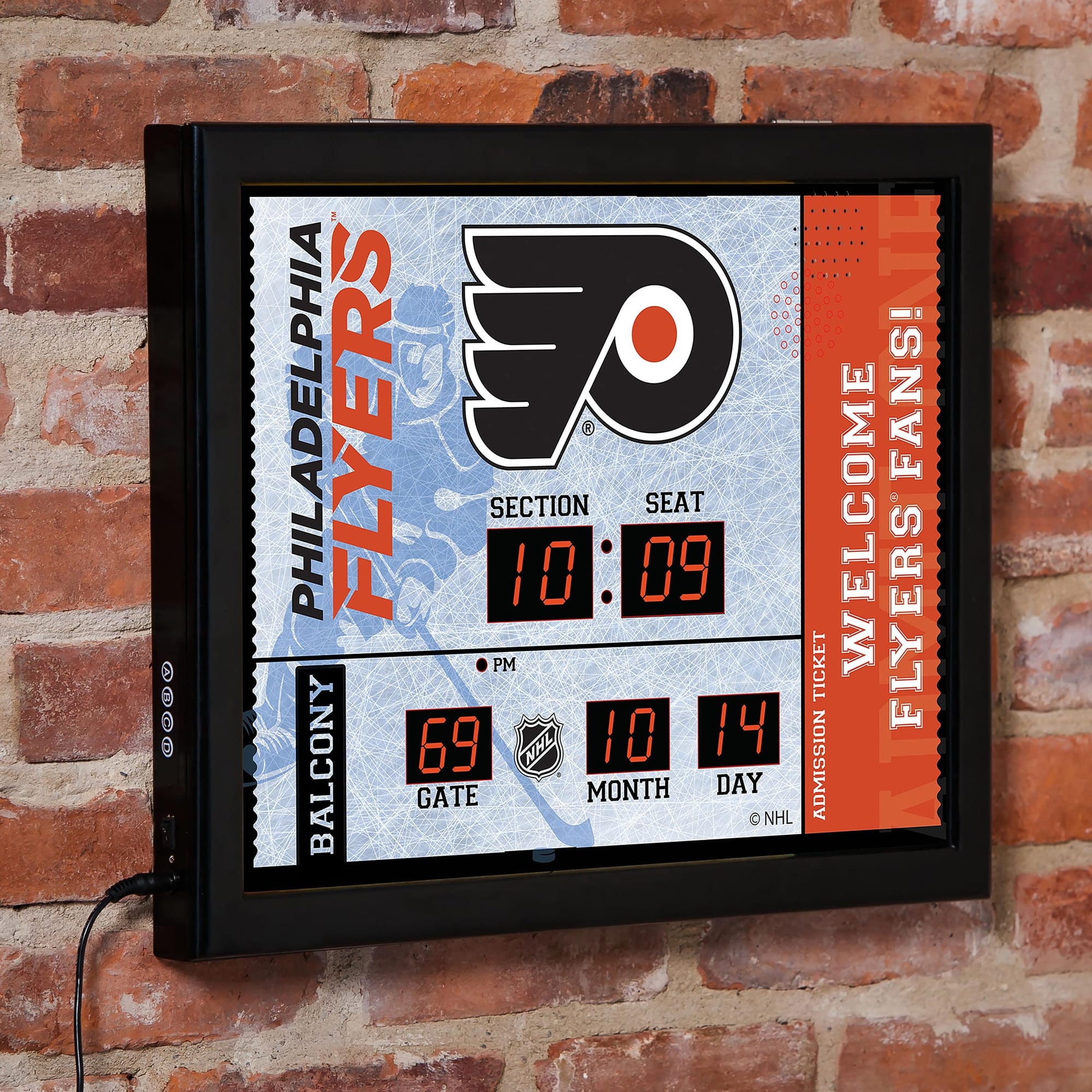 Evergreen Enterprises - Philadelphia Flyers 15" x 19" Bluetooth Scoreboard Wall Clock - Brown