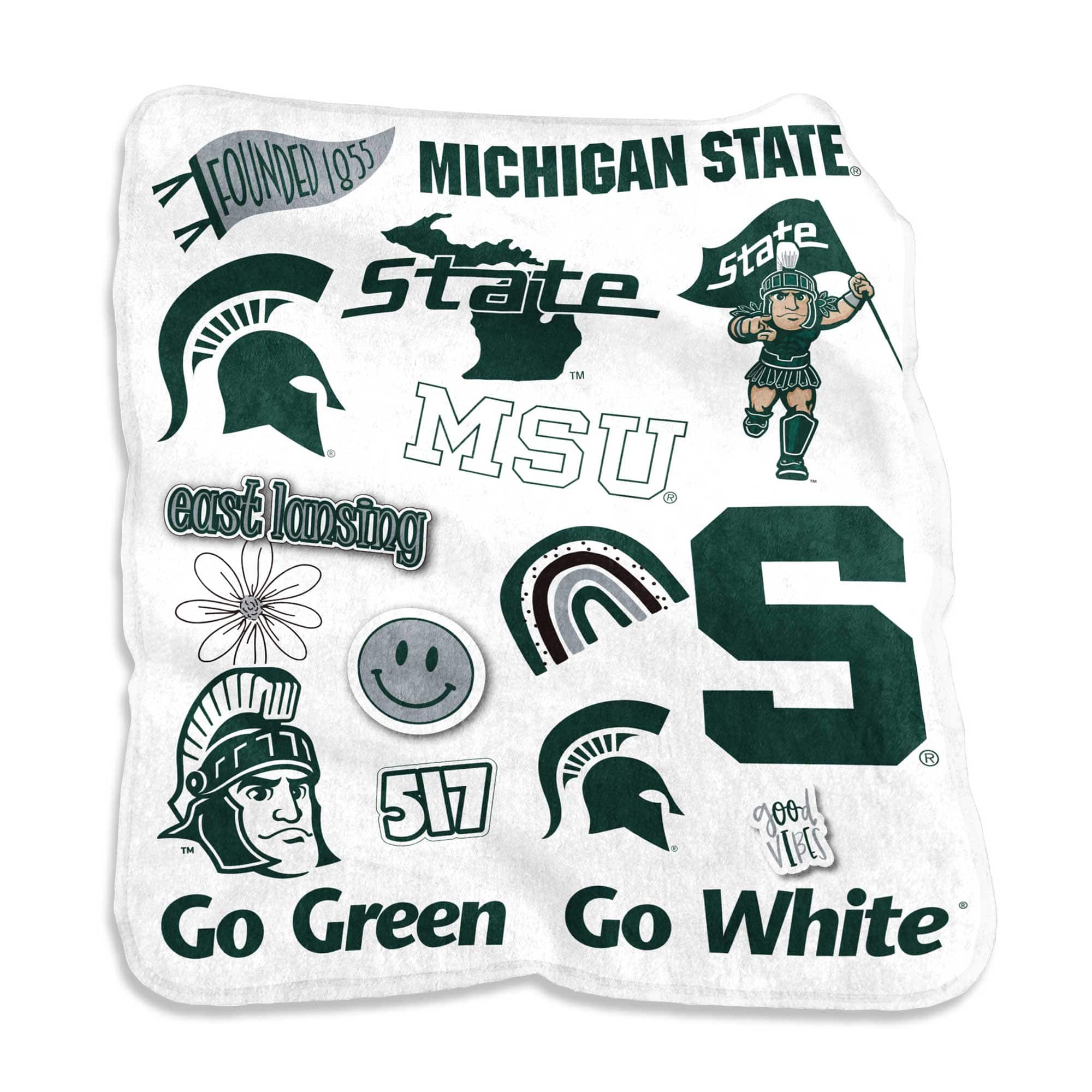 Logo Brands - Michigan State Spartans 50'' x 60'' Native Raschel Plush Throw Blanket - Multicolor
