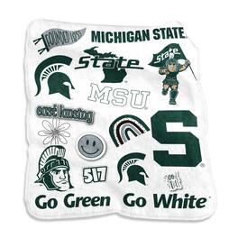 Logo Brands - Michigan State Spartans 50'' x 60'' Native Raschel Plush Throw Blanket - Multicolor