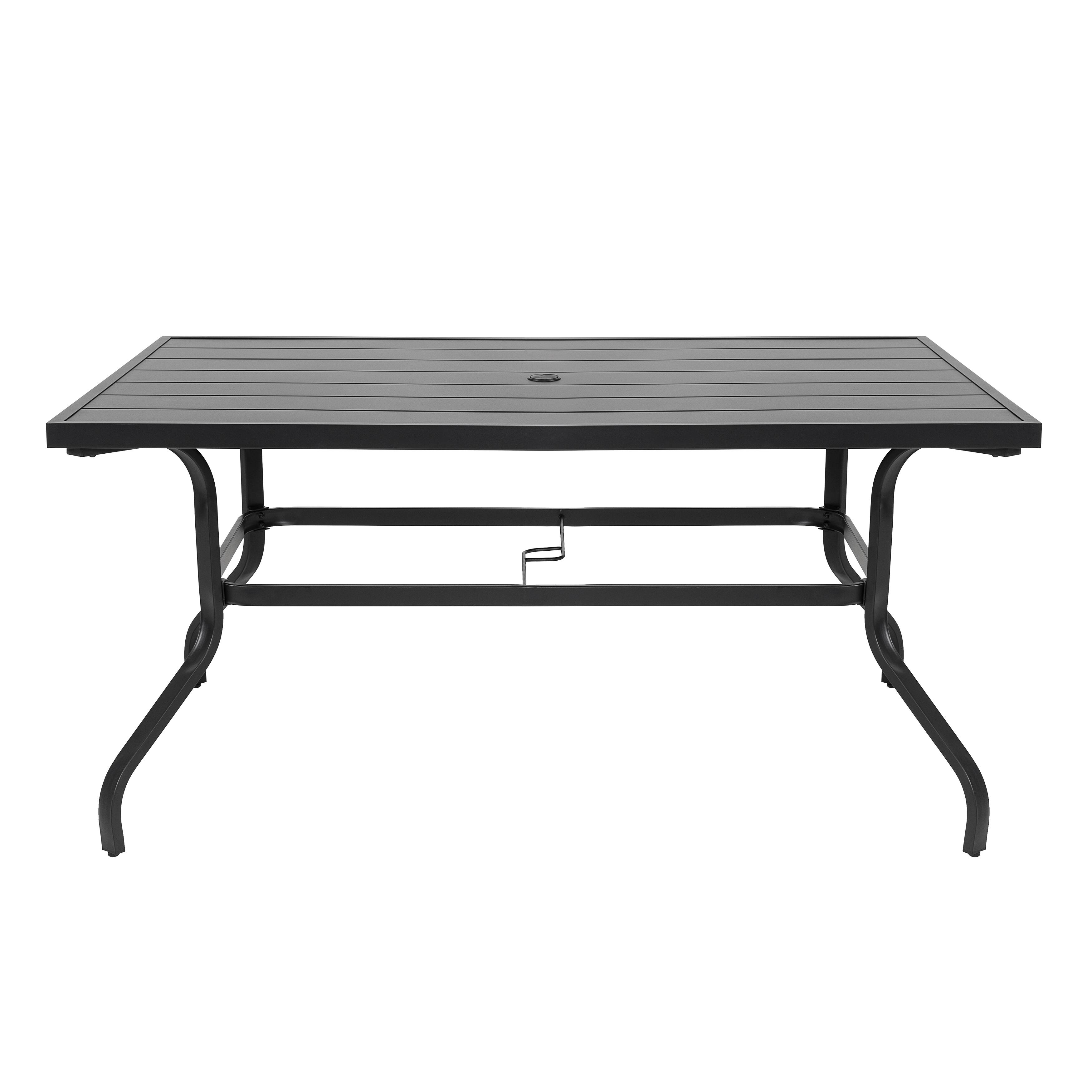 Alt View 7. Nuu Garden - Outdoor 61" x 37" Rectangle Powder-coated Iron Dining Table with 1.6'' Umbrella Hole - Black.