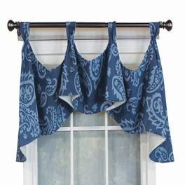 RLF Home - Paisley Tab Window Treatment Valance 4" Top Tabs 50" x 20" - Blue