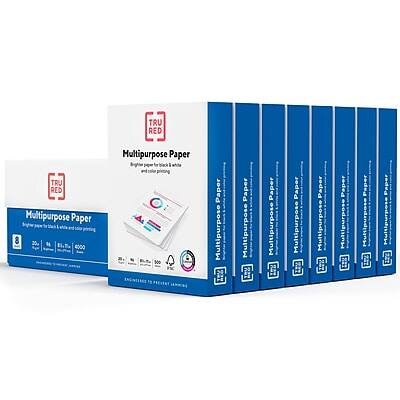 TRU RED - TRU RED™ 8.5" x 11" Multipurpose Paper, 20 lbs., 96 Brightness, 500 Sheets/Ream, 8 Reams/Carton (TR56964) - White
