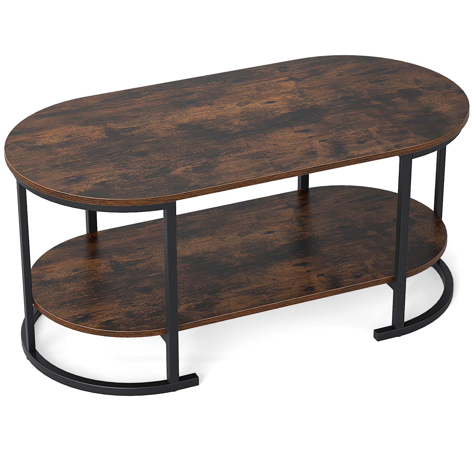 Alt View 9. Gymax - Gymax 2-Tier Wooden Accent Table w/Spacious Tabletop Open Storage Shelf for Room Rustic Brown - Brown.