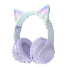 YONWAY - Cat Ear LED Light Up Wireless Headphones, Foldable Bluetooth Headset with Mic, Ultra-Long Battery Life for Kids