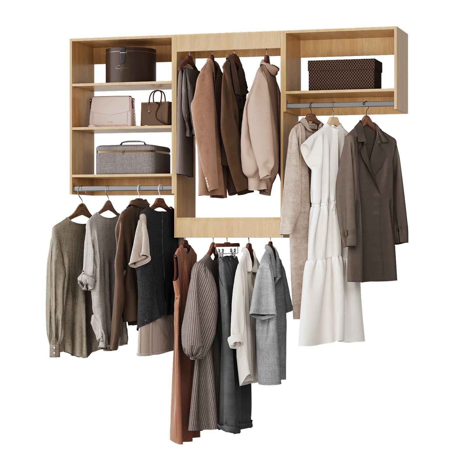 Front. LOVMOR - LOVMOR 78 in Wood Modular Closet System Unit-Customizable Wall Mounted Walk-In Closets for Bedroom or Walk-in Closet - Wood.