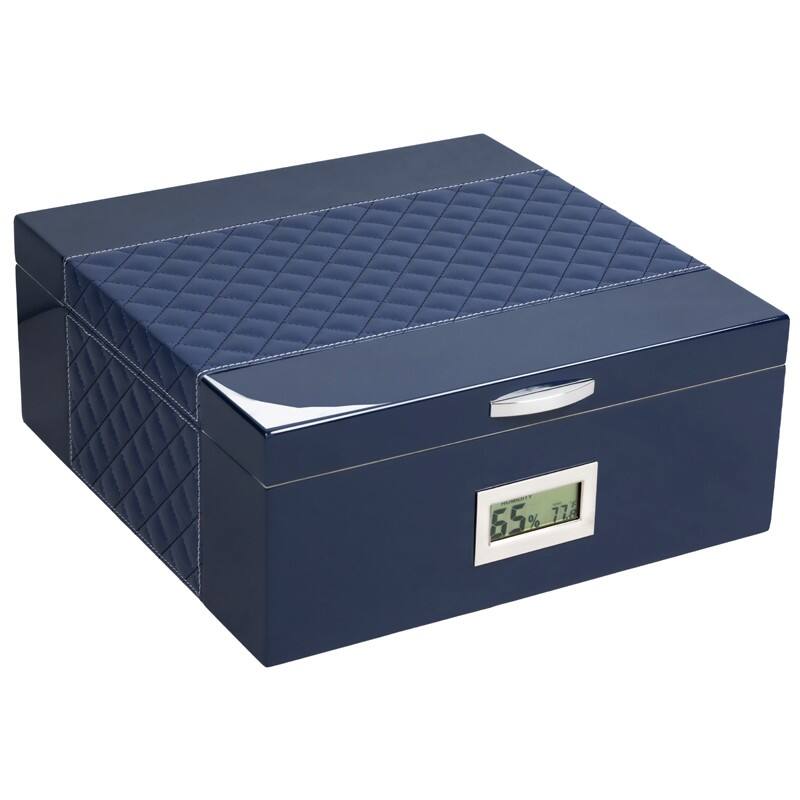 Alt View 4. Prestige - Hampton Blue Cigar Humidor - Blue Lacquer Finish.