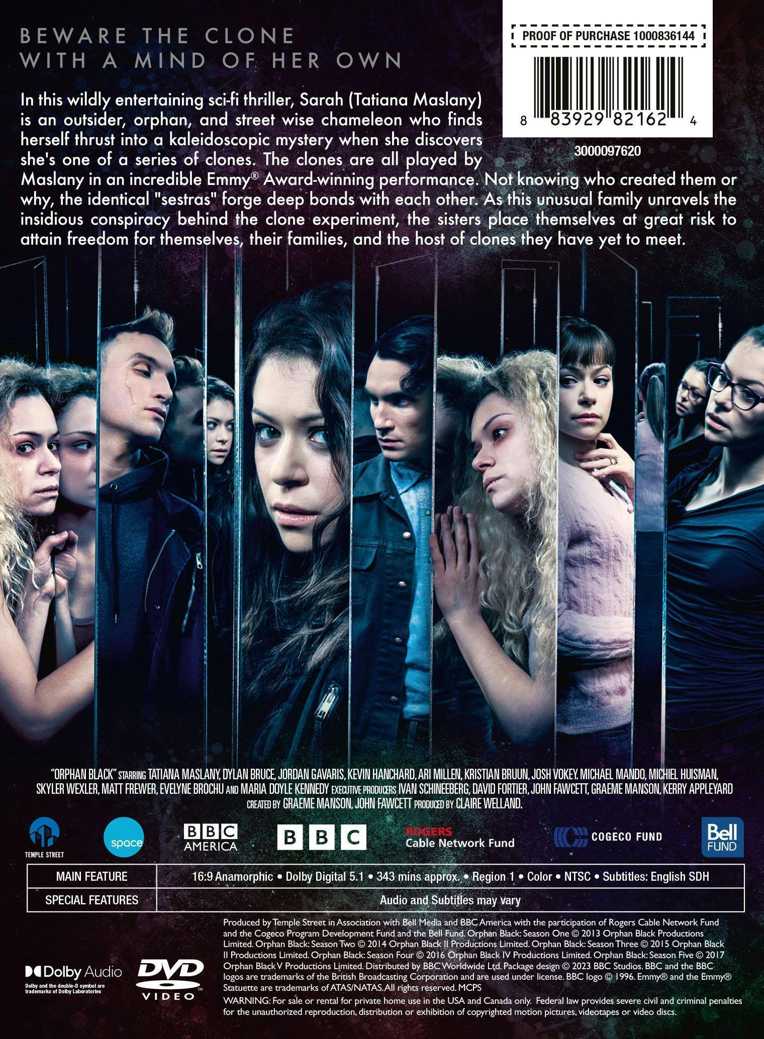 Back. Orphan Black Complete Series [DVD].