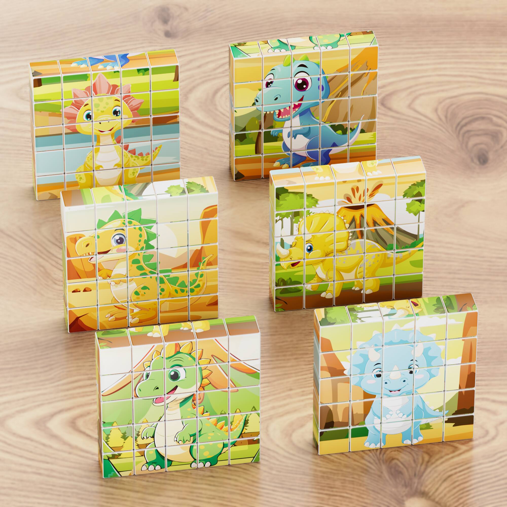 Alt View 1. Contixo - Contixo ST9 25-Piece Magnetic Dinosaur Puzzle Blocks – 6 Puzzles in One, STEM Learning Toy for Kids Ages 3+.