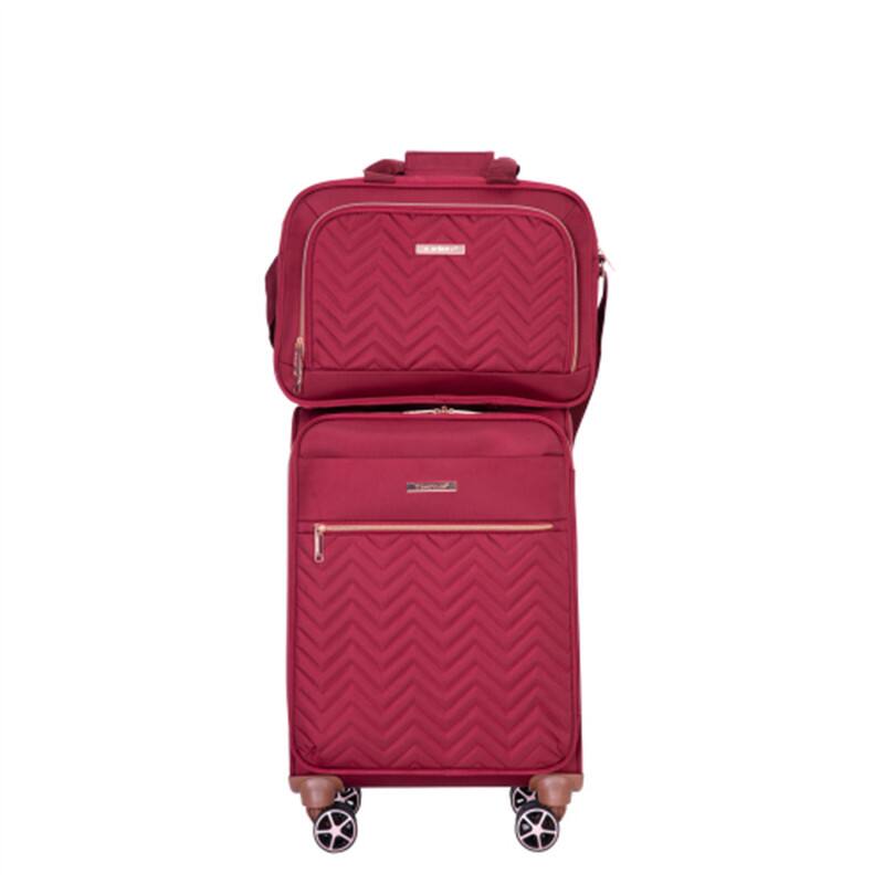 Back. HTUTWOO - Softshell Suitcase Spinner Wheels Terylene Luggage Sets - 4-Piece Set 16/20/24/28, Carry On Suitcase, Lightweight - Red.