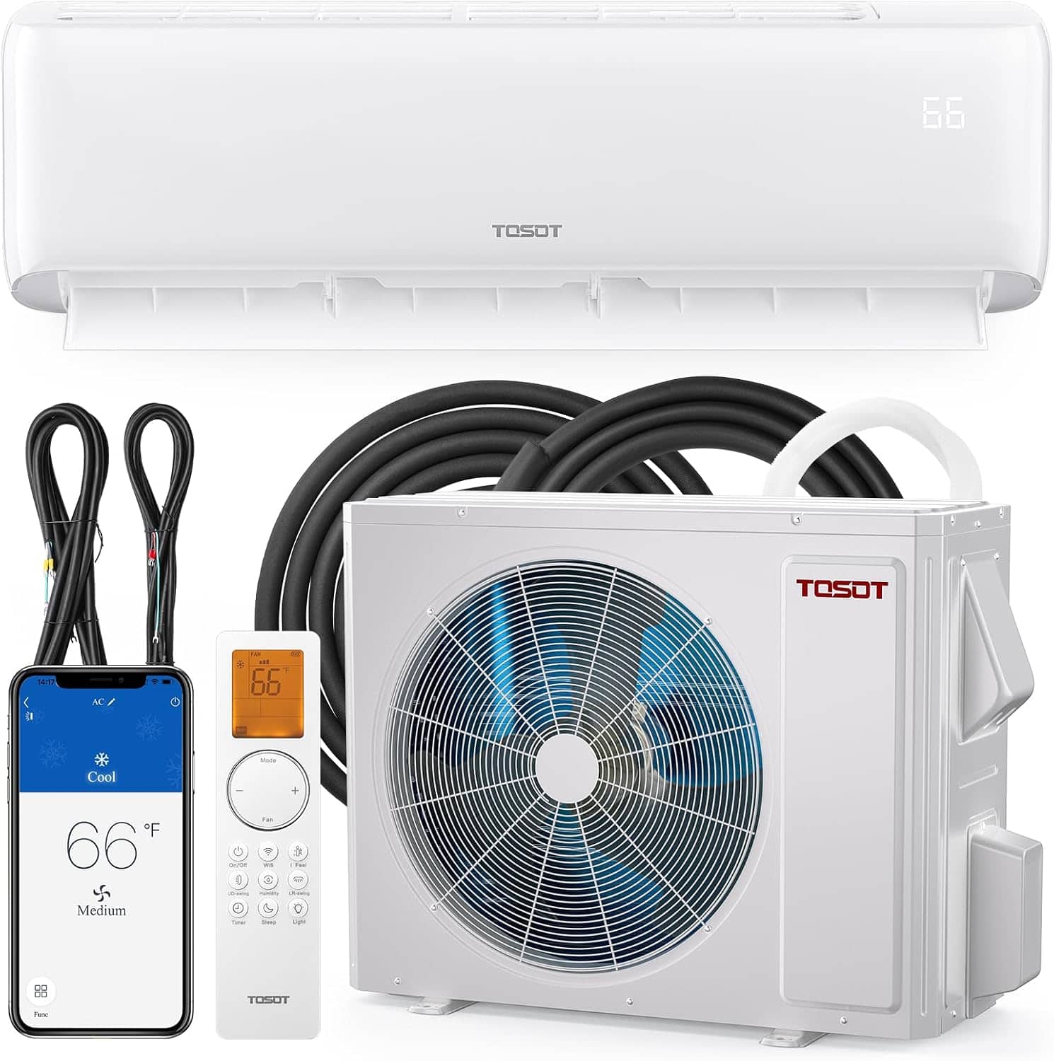Tosot - 30,000 BTU Mini-Split Air Conditioner and Heating System, 22 SEER2, Wifi-Enabled Ductless Inverter, 230V, Cosmo Series - White