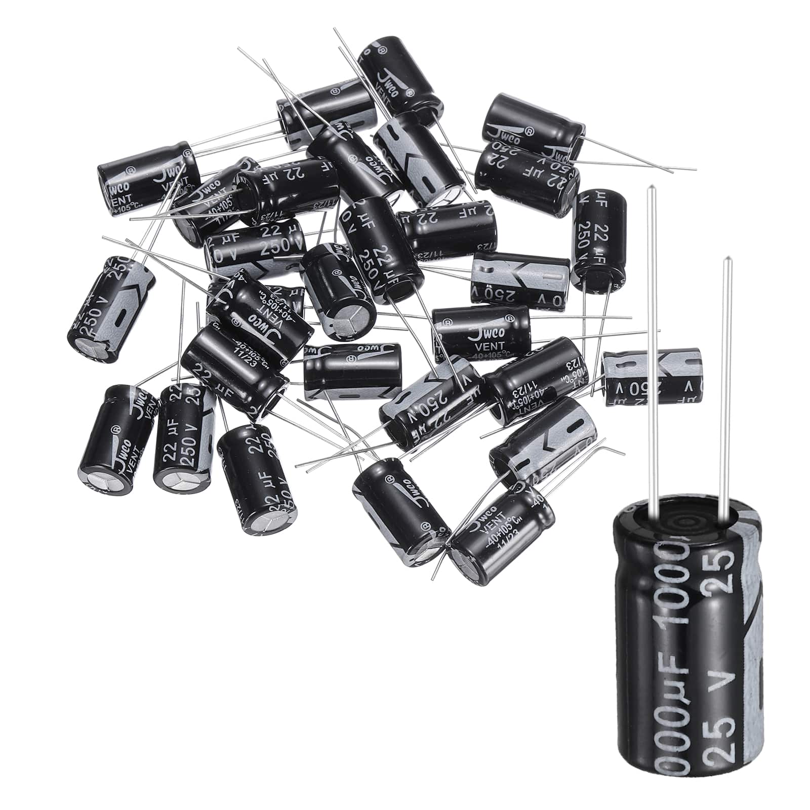 Unique Bargains - 22uF 250V 10x17mm Electrolytic Capacitor, 105C High Temp Radial Leads, for TVs/LCDs/VCD, 30pcs - Black price history on PriceWatchPro
