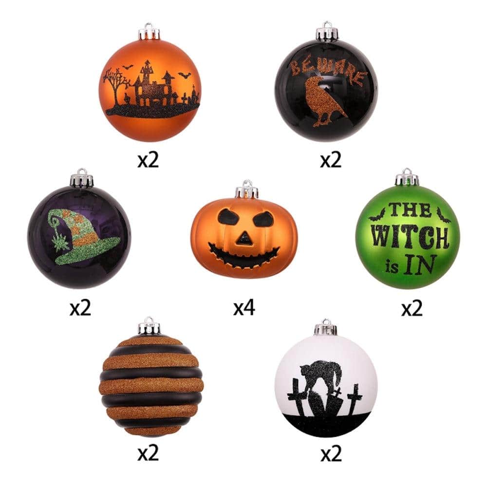 OrnamentallyYou - Halloween Ornament Round Ball 16 Piece Set - Multi-colored