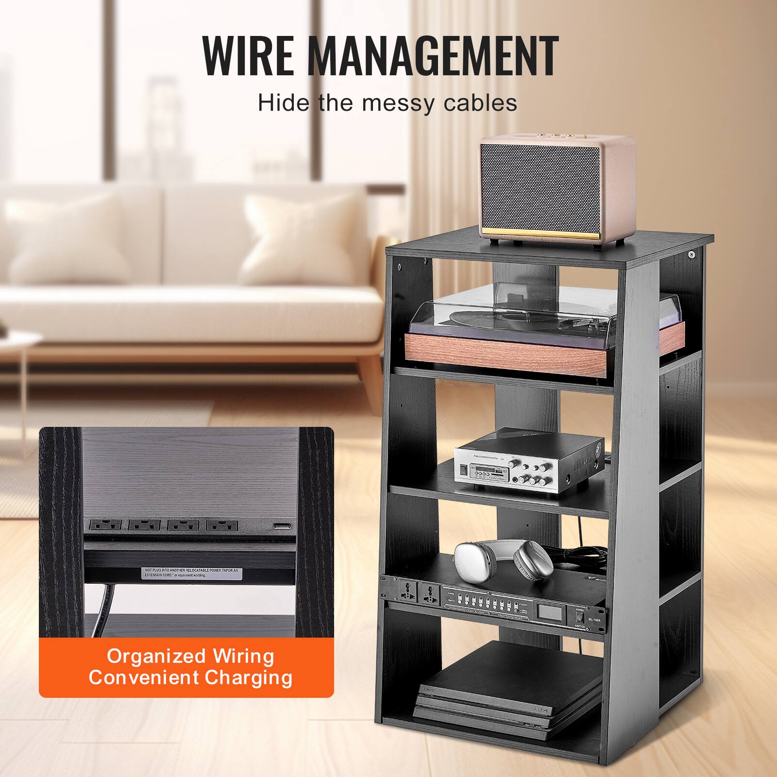 WIRE MANAGEMENT  
Hide the messy cables  

Organized Wiring  
Convenient Charging