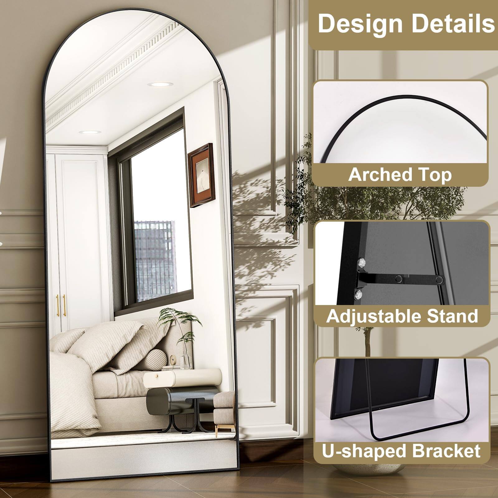 Design Details

- Arched Top
- Adjustable Stand
- U-shaped Bracket
