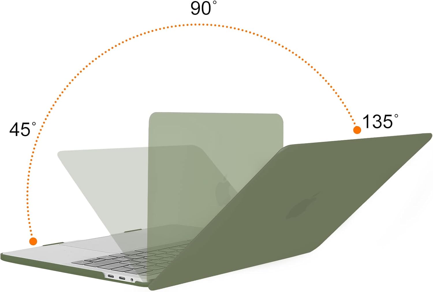 Back. mosiso - MacBook Pro 13" hard shell case with keyboard skins, screen protector and storage bag - Army Green.