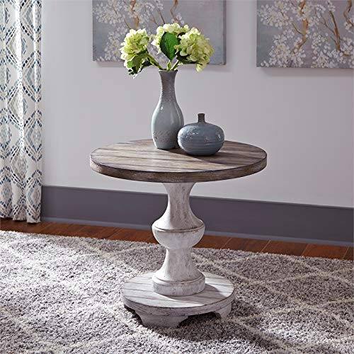 Alt View 4. Liberty Furniture Industries - Sedona Round End Table in Heavy Distressed White w/ Gravel Top - White.
