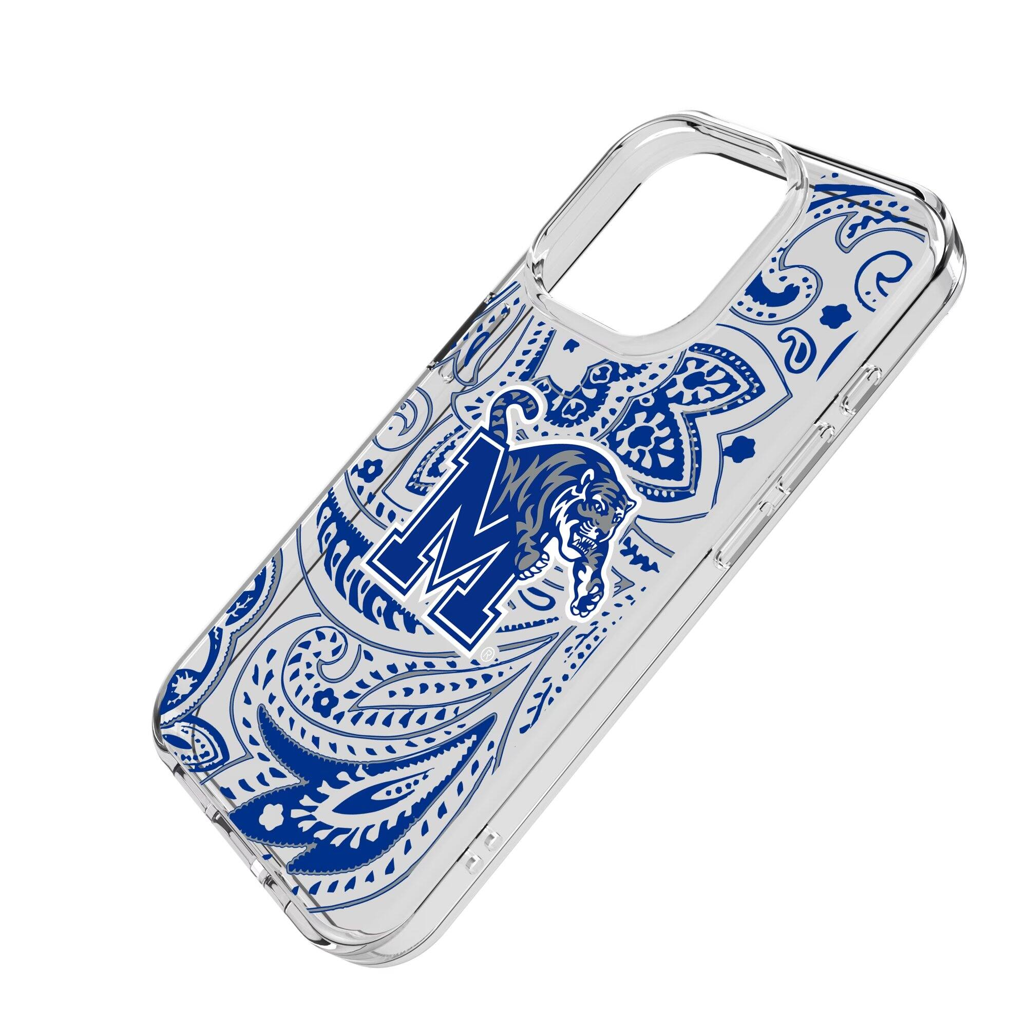 Alt View 1. Keyscaper - Memphis Tigers Paisley iPhone Clear Case - 16 Pro Max - Multicolor.
