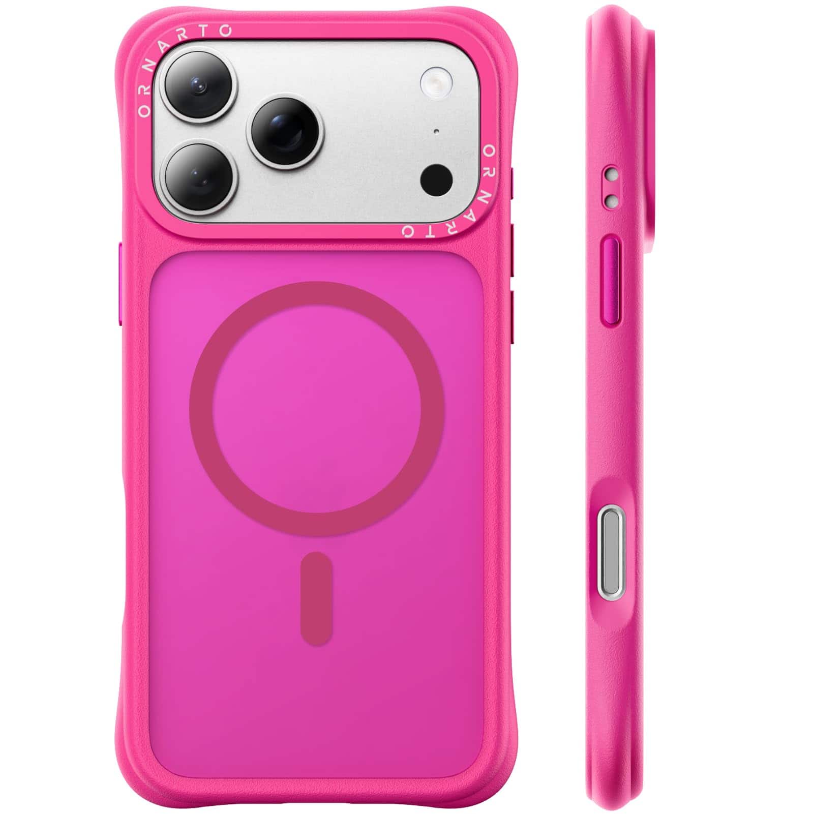 Ornarto - for iPhone 17 Pro Max Case 6.9", Slim Shockproof Translucent Matte Phone Case with MagSafe - Hot Pink