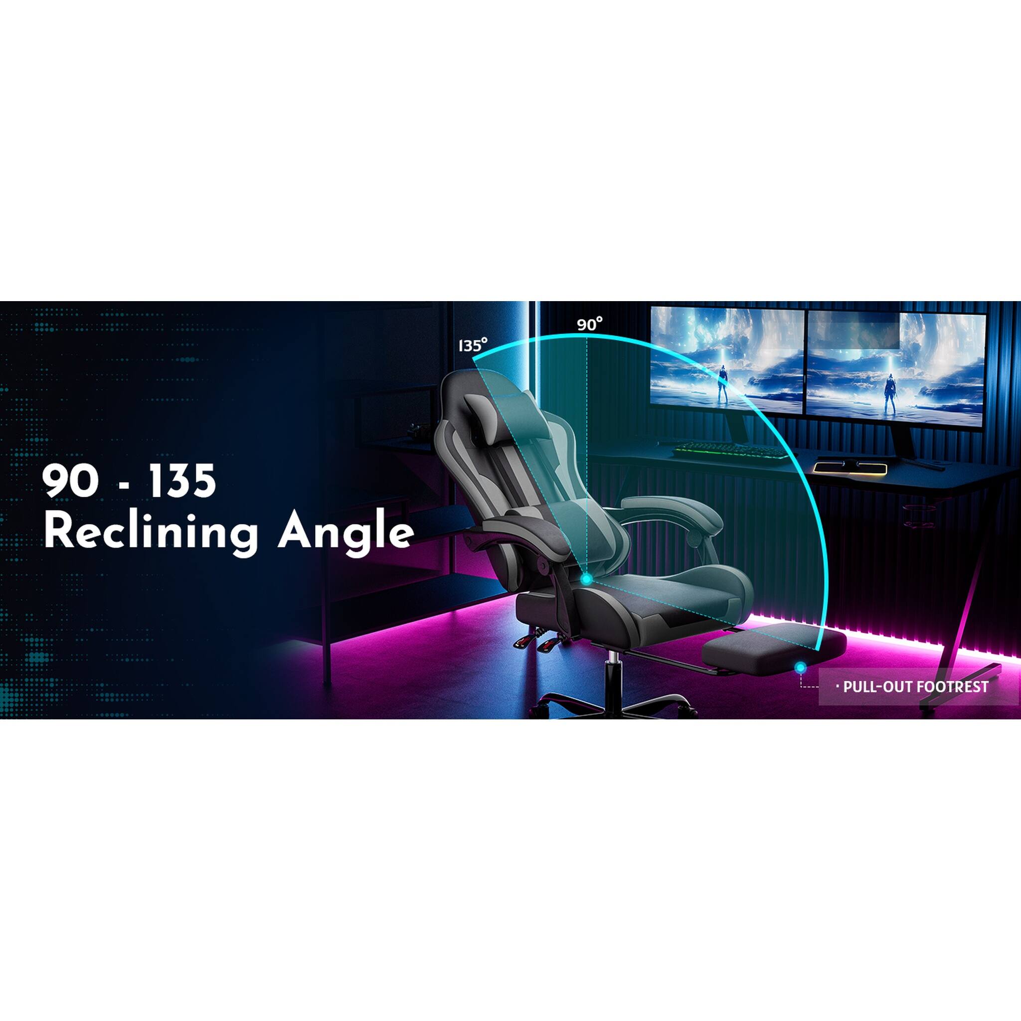 135  
90  
90 - 135 Reclining Angle  
PULL-OUT FOOTREST