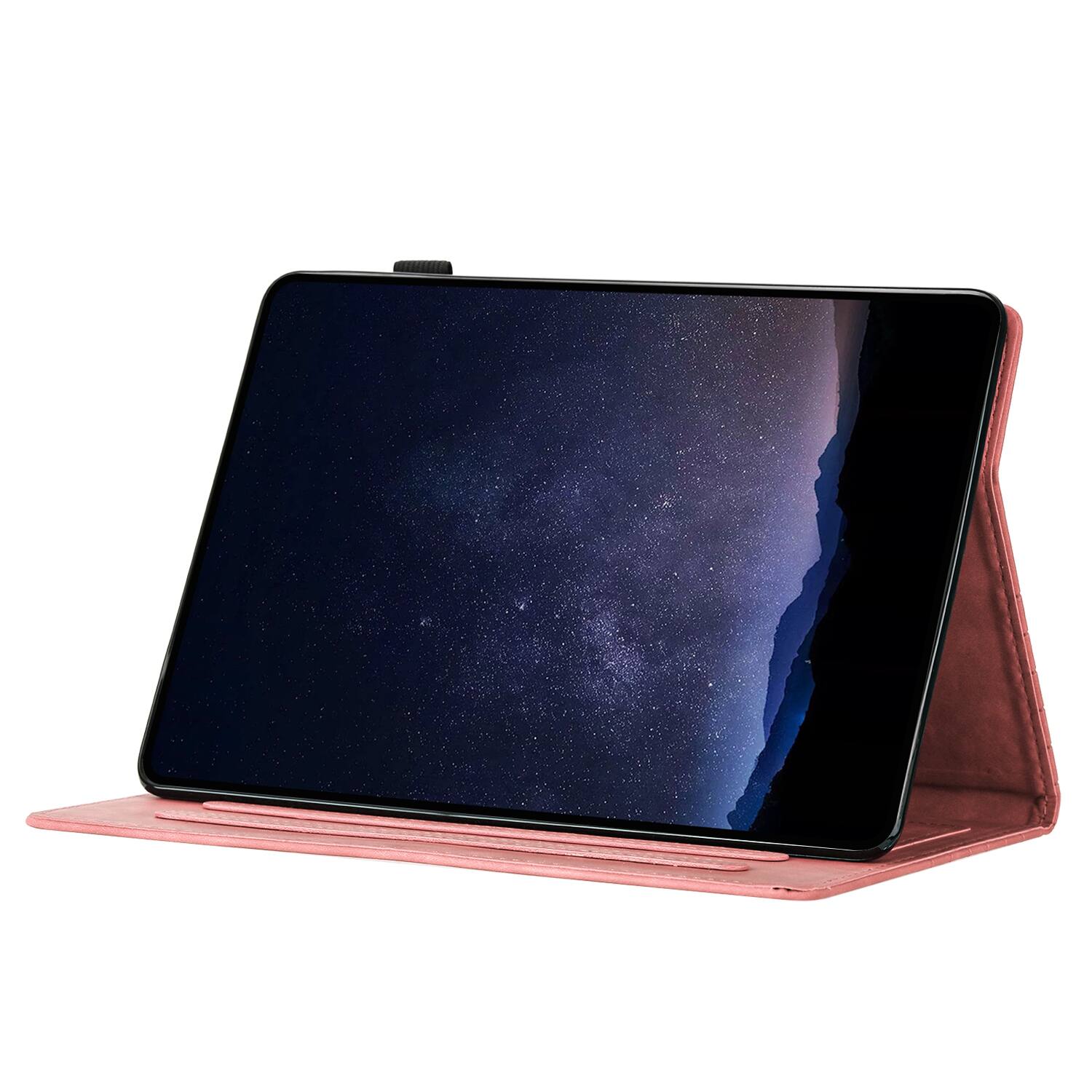 Alt View 4. Dteck - Embossed Folio Case for Apple iPad mini (A17 Pro) 2024 / iPad mini 7th/6th Gen,Faux Leather Card Slots Stand Cover - Pink.
