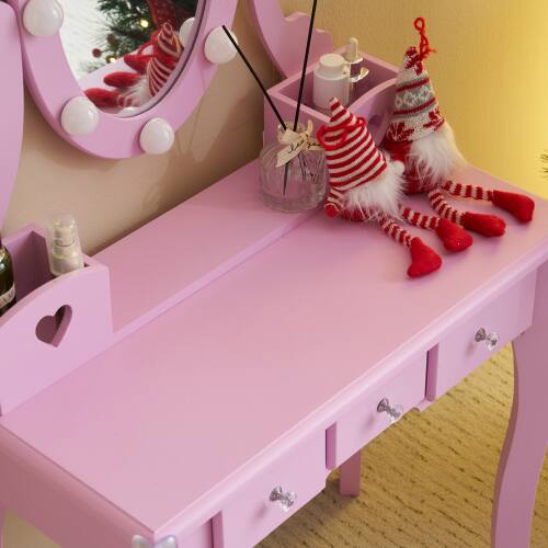 Alt View 2. Winado - Little Kids Girls Vanity Table Set Makeup Dressing Desk with Stool & Mirror with 3 Drawers for Christmas Birthday Gift - Purple.