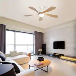 Bestier - 52inch Modern Led Ceiling Fan With 3 Color Dimmable & 5 Blades, Reversible Ceiling Fan - Natural Wood