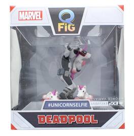 Marvel - 3.5 Inch Q-Fig Mini Figure | X-Force Deadpool Unicorn Selfie - White