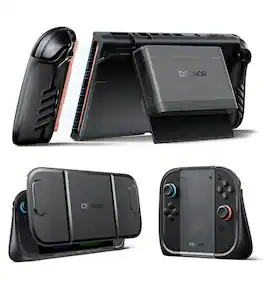 Dexnor - Case for Nintendo Switch 2 2025 with Transformable Grip, Detachable Magnetic Card Holder Storage, Ergonomic Design - Black