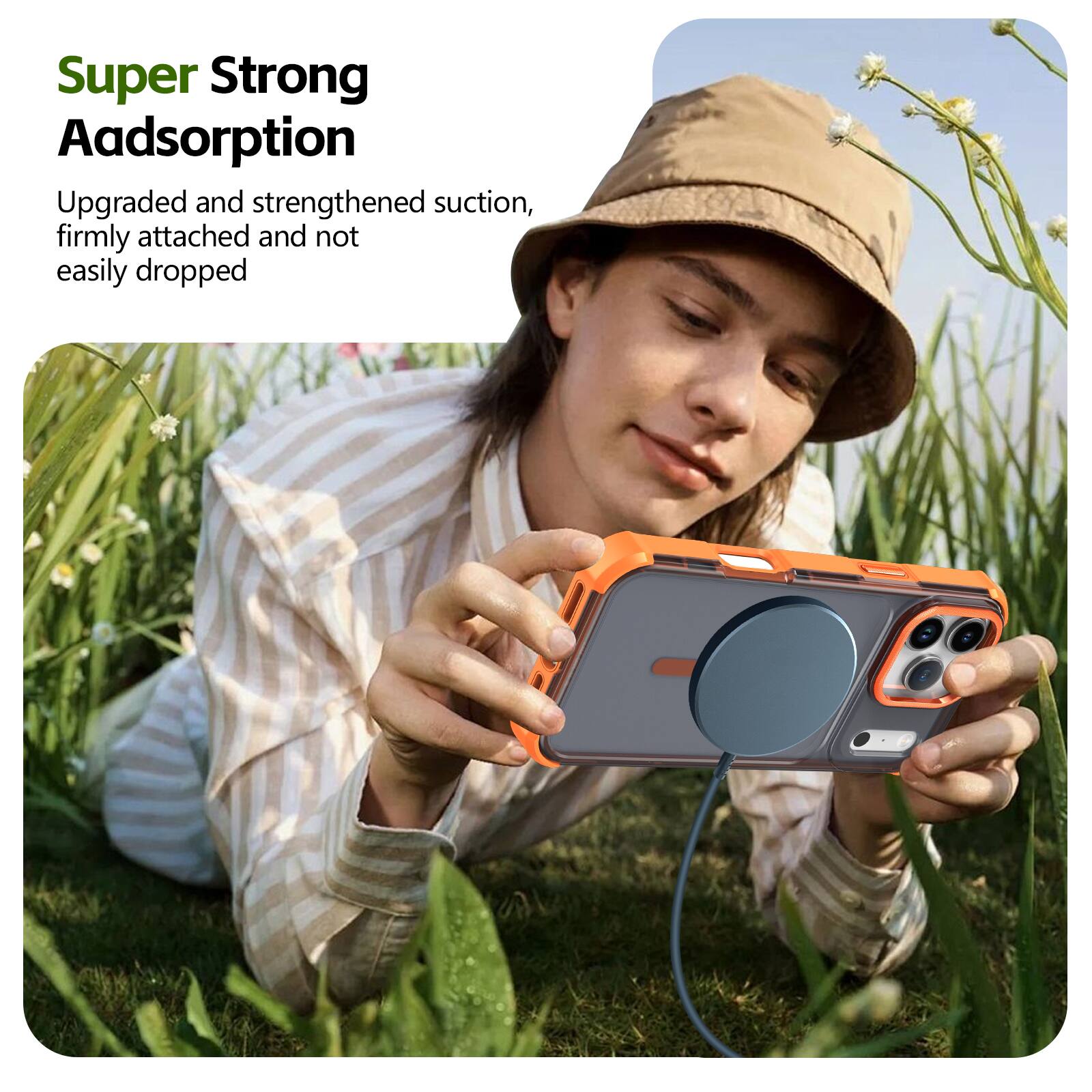 Super Strong Adsorption  
Upgraded and strengthened suction, firmly attached and not easily dropped