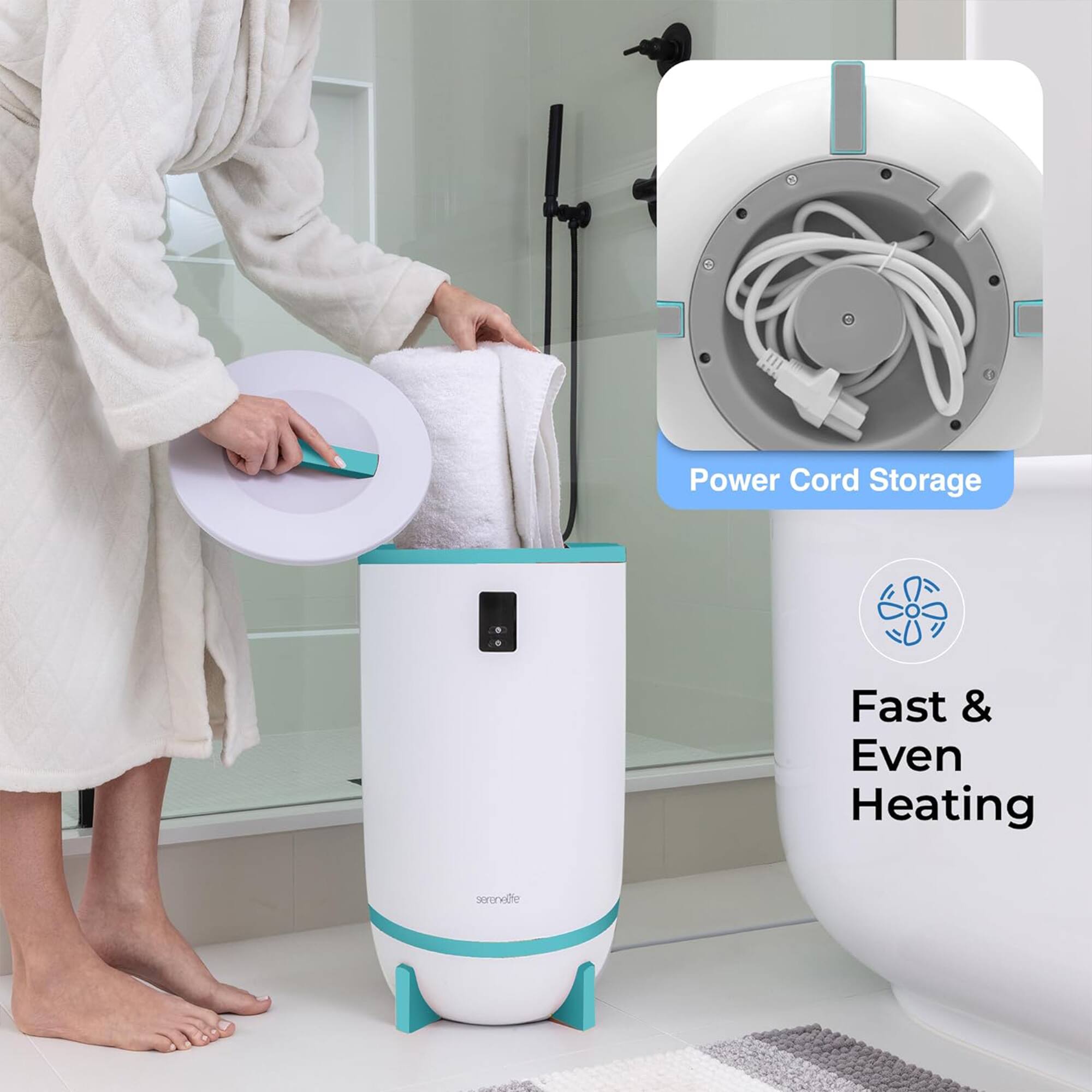 - Power Cord Storage
- Fast & Even Heating