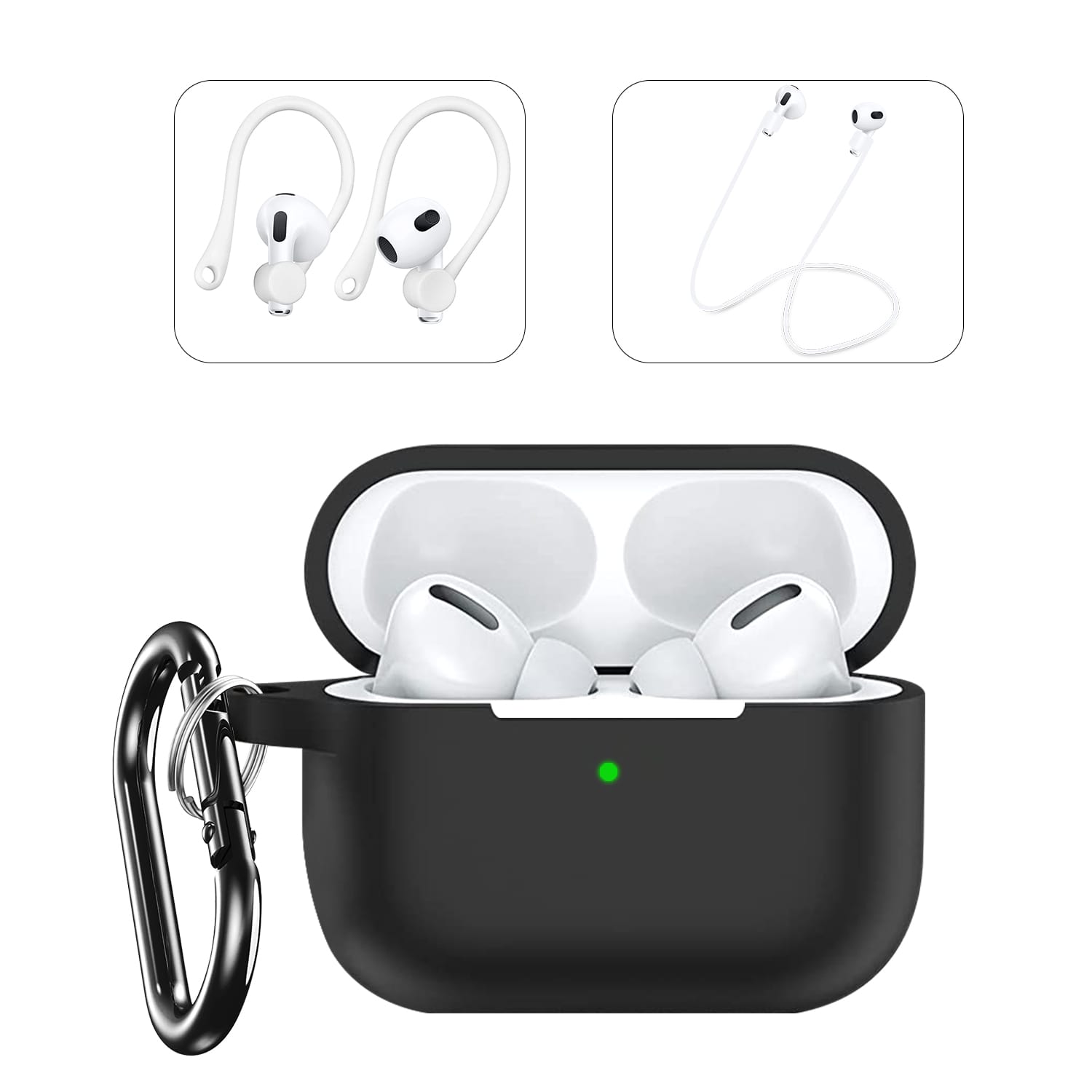 Front. SaharaCase - Case for Apple AirPods Pro 2 (2nd Generation 2022) - Black.