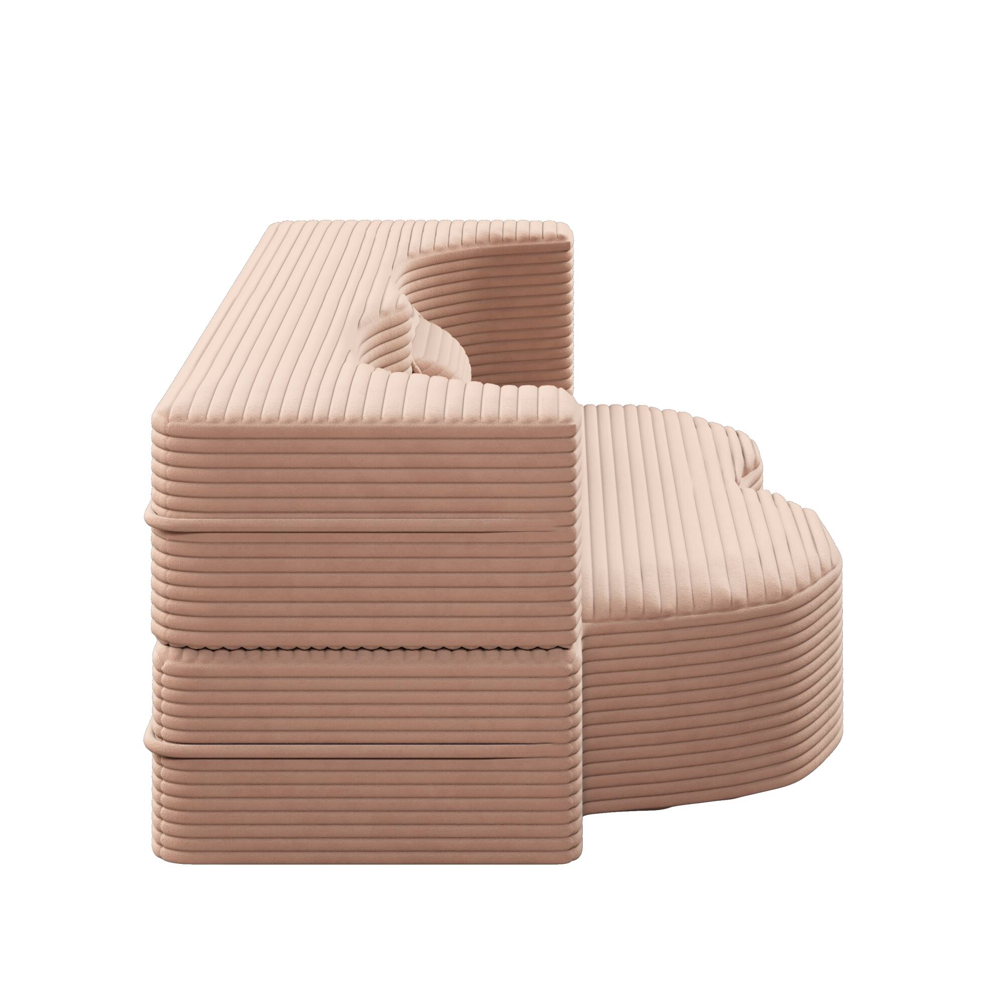 Alt View 9. GOODSILO - Convertible Plush Corduroy Floor Sleeper Sofa with Dual Pillows for Living Room and Guest Use - Pink.