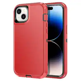 Entronix - iPhone 15 Plus Case - Heavy Duty Triple-Layer Protection - Red