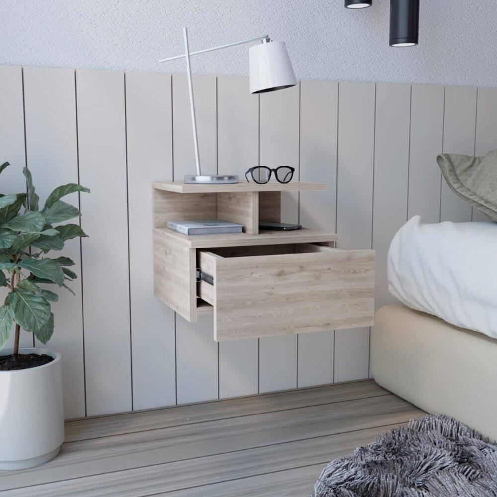 Alt View 4. TuHome - Adele Floating Nightstand Light Gray MDF - Gray.